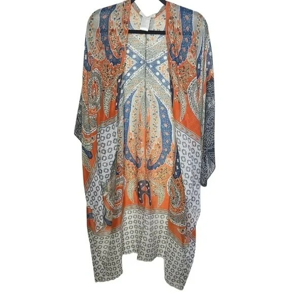 ANTHROPOLOGIE Kimono Sunlit Light Cover Up Scarf Dress Caftan Subtle Luxury OS - Picture 3 of 12